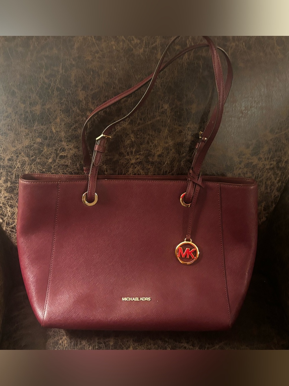 Michael Kors Burgundy Leather Tote/Portfolio bag padded for laptop or iPad